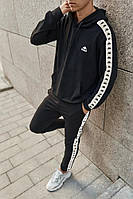 Спортивный костюм в стиле Kappa мужской черный с лампасами (лакоста)
