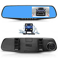 Зеркало видеорегистратор на две камеры камера заднего вида для парковки с подсветкой экран 4,3" UKC Car DVR