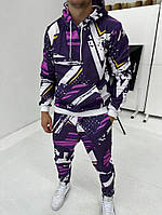 Фиолетовый утепленный мужской спортивный костюм.5-750