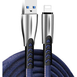 Дата кабель USB 2.0 AM to Lightning 1.0m zinc alloy blue ColorWay (CW-CBUL010-BL)