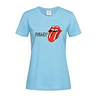 Голубая женская футболка С рисунком Rolling Stones (14-2-15-2-блактний)