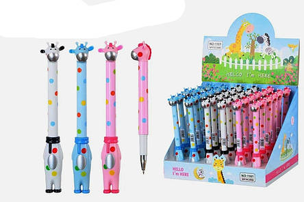 Ручка гелева 1161 Жираф, синя, фото 2