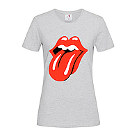 Світло-сіра жіноча футболка Rolling Stones logo (14-2-15-3-світло-сірий меланж)