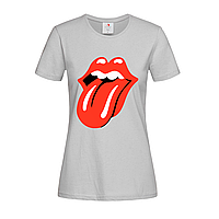 Сіра жіноча футболка Rolling Stones logo (14-2-15-3-сірий)