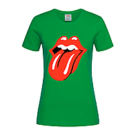 Зеленая женская футболка Rolling Stones logo (14-2-15-3-зелений)