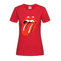 Красная женская футболка Rolling Stones logo (14-2-15-3-червоний)