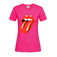 Розовая женская футболка Rolling Stones logo (14-2-15-3-рожевий)