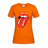 Оранжевая женская футболка Rolling Stones logo (14-2-15-3-помаранчевий)