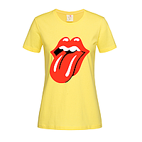 Желтая женская футболка Rolling Stones logo (14-2-15-3-жовтий)