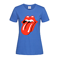 Синяя женская футболка Rolling Stones logo (14-2-15-3-синій)