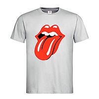 Светло-серая мужская/унисекс футболка Rolling Stones logo (14-2-15-3-світло-сірий меланж)