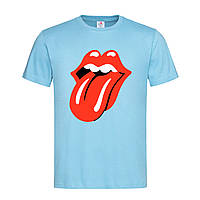 Блакитна чоловіча/унісекс футболка Rolling Stones logo (14-2-15-3-блакитний)
