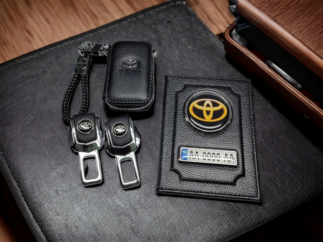 Комплект з логотипом Toyota, обкладинка, брелок, ключниця