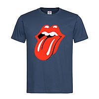 Темно-синяя мужская/унисекс футболка Rolling Stones logo (14-2-15-3-темно-синій)