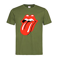 Армейская мужская/унисекс футболка Rolling Stones logo (14-2-15-3-армійський)