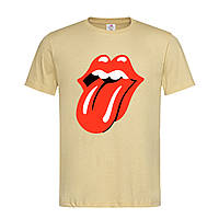 Песочная мужская/унисекс футболка Rolling Stones logo (14-2-15-3-пісочний)