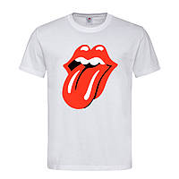 Біла чоловіча/унісекс футболка Rolling Stones logo (14-2-15-3-білий)