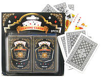Карты игральные 2 колоды 54 карты картонные, в картонной упаковке DONGSIAN black Y014/070