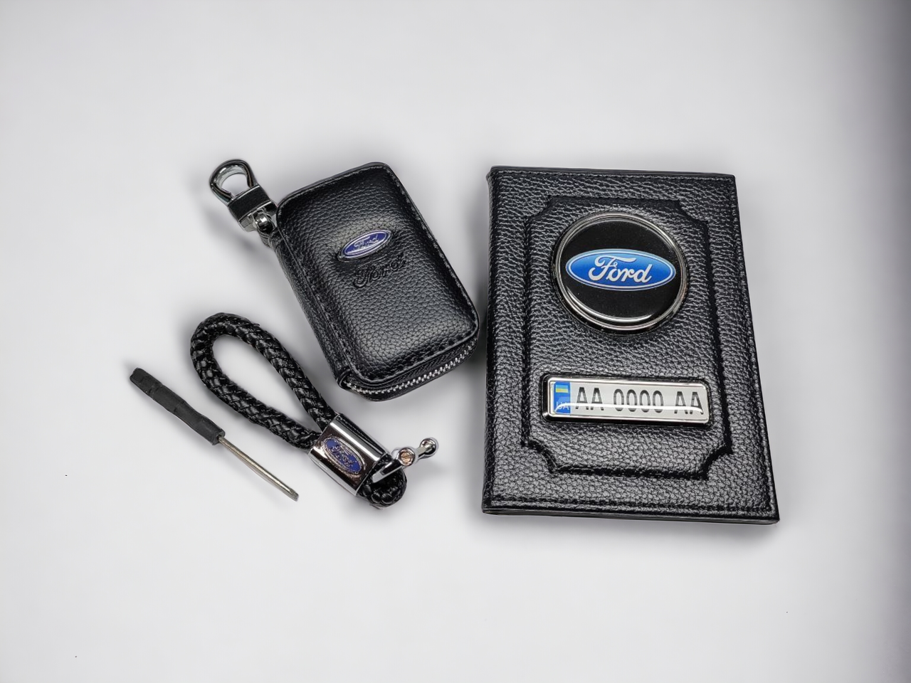 Комплект з логотипом Ford, обкладинка, брелок, ключниця
