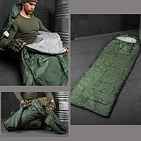 Спальный мешок одеяло зимний спальник армейский теплый с капюшоном хаки