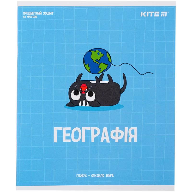Зошит шкільний А5+ 48арк Kite предметний кл. Cat Географія K23-240-21, фото 1