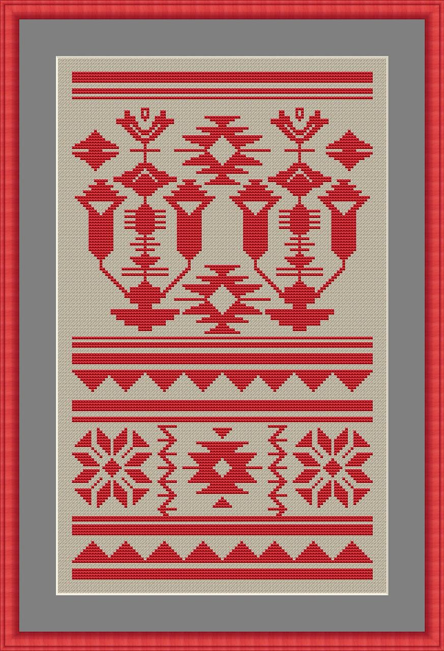 Набір для вишивання хрестиком "Рушник No1_червоний", 230026, 17.5*29.5см, Little Stitch, фото 1