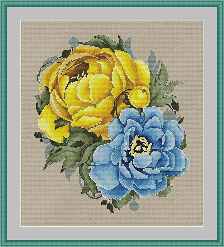 Набір для вишивання хрестиком "Піони", 220011, 25*28.5 см, Little Stitch