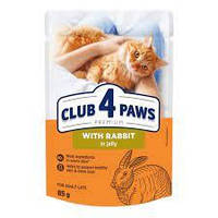 Club 4 Paws Клуб 4 лапы влажный корм для кошек с кроликом в желе, 85грх24шт