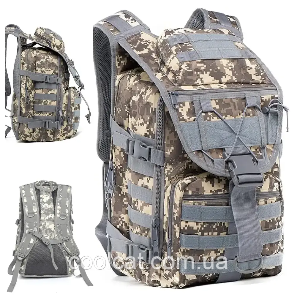 Рюкзак тактичний на 40л (48х30х23 см) M-09, Піксель / Рюкзак для кемпінгу із системою Molle