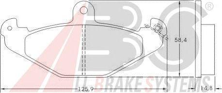 Гальмівні колодки зад. Laguna I 93-01 (brembo) (125,9x58,4x14,8), фото 1