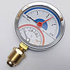 Термоманометр 0-4 бар 0-120*С 1/2" діаметр 80 мм. нижнє латунне підключення, фото 4