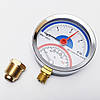 Термоманометр 0-4 бар 0-120*С 1/2" діаметр 80 мм. нижнє латунне підключення, фото 7