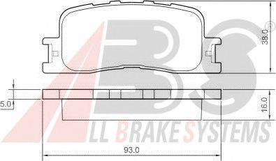 Гальмівні колодки зад. Toyota Camry 01-06 (akebono) (93x38x16)