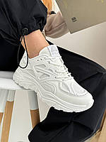 Шикарные белые кроссовки, для девушек, популярная модель, весна, лето на шнурках, высокая подошва