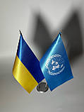 Настільні прапори України та ООН з 2 металевими тримачами, фото 2
