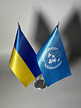 Настільні прапори України та ООН з 2 металевими тримачами, фото 3