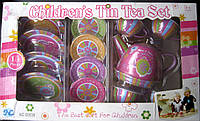 Ігровий набір металевого посуду з чайником " Чайний сервіз" CHILDRENS TEA SET у коробці 9798B (рожевий)
