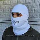 Шапка балаклава тактична 2в1 Білий / Зимова в'язана балаклава / Чоловіча шапка балаклава на зиму, фото 3