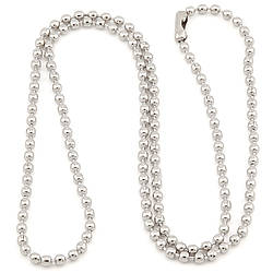 Ланцюг кульковий для жетона/бейджа нержавіюча сталь 50 см діаметр 2,4 мм Платина 1 шт.