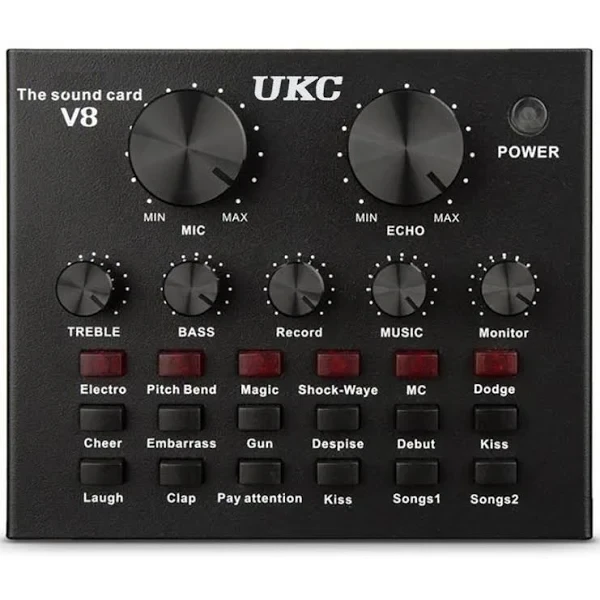Аудіо мікшер звукова карта UKC V8 зовнішня з Bluetooth та вбудованими