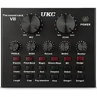 Аудіо мікшер звукова карта UKC V8 зовнішня з Bluetooth та вбудованими