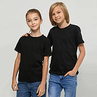 Детская футболка JHK, базовая, однотонная, для мальчика или девочки, черная, размер 134, на 9/11 лет