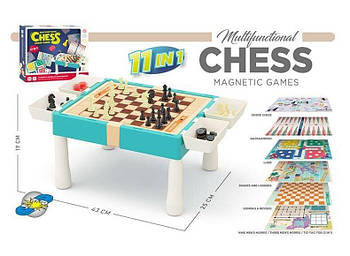 Ігровий стіл 11в1 (шахи, шашки, нарди, гомоку, змійки та драбини, лудо, ігрові елементи) 9801 B