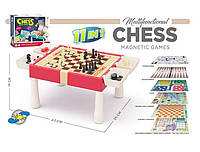Игровой стол 11в1 (шахматы, шашки, нарды, гомока, змейки и стремянки, лудо, игровые элементы) 9801 A