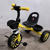 Велосипед дитячий триколісний Best Trike SL-12754 колеса EVA, сталева рама, дзвіночок, 2 кошики, жовтий