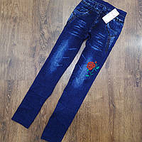 Женские лосины в стиле джинсов "ЧАЙКА" Art: 221 XL-2XL(46-50) Роза с Бутоном