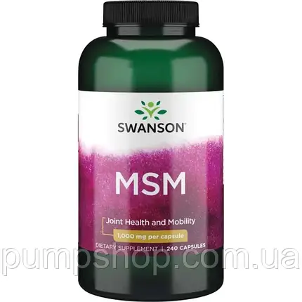 Метилсульфанілметан (МСМ) Swanson TruFlex MSM 1000 мг 240 капс., фото 2