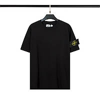 Мужская футболка Stone Island/ Premium/ ХЛ, ХХЛ/ Черная/ Белая/ Стон Айленд Черный, XL