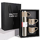 Набір термос 500 мл + 3 чашки Vacuum Flask Set, Сірий / Подарунковий набір для гарячих напоїв, фото 5