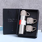 Набір термос 500 мл + 3 чашки Vacuum Flask Set, Сірий / Подарунковий набір для гарячих напоїв, фото 10